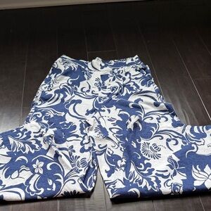 Christian Siriano Blue and White Wide Leg Pants